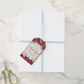 Waterverf de Kerstwinter in Poinsettia Cadeaulabel (Met Touw)