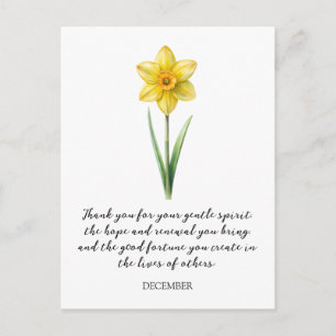 WATERVERF DECEMBER NARCISSUS GEBOORTEBLOEM BRIEFKAART