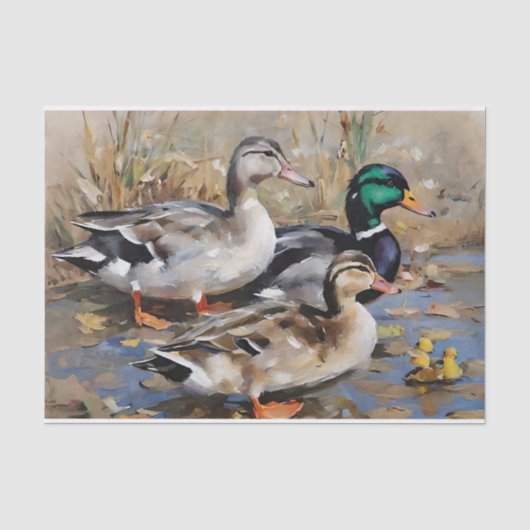 Waterverf Decoupage Wilde Eenden Tissuepapier (Voorkant)