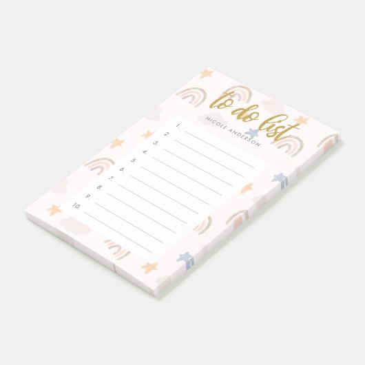 Waterverf deeg regenboogwolken om lijst te doen post-it® notes (Schuin)