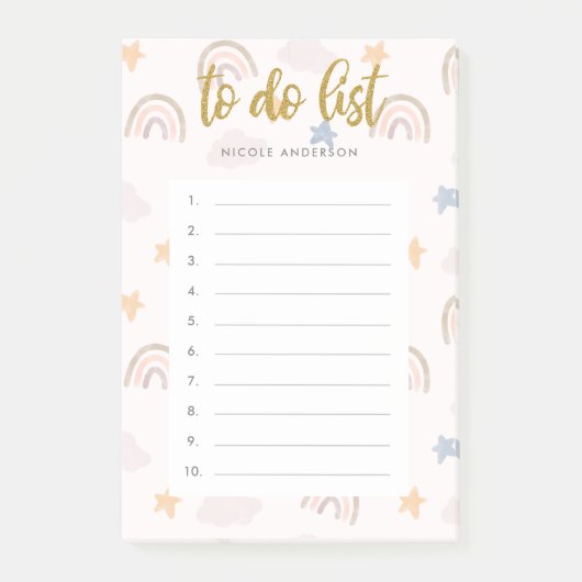 Waterverf deeg regenboogwolken om lijst te doen post-it® notes (Voorkant)