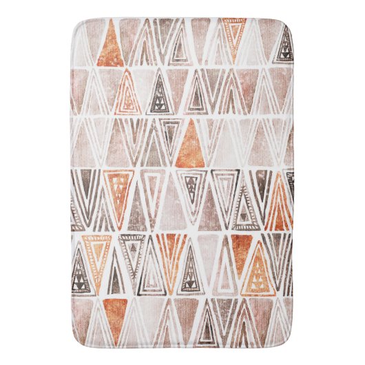 Waterverf deeg terracotta Tribal Triangles Badmat (Voorkant Verticaal)