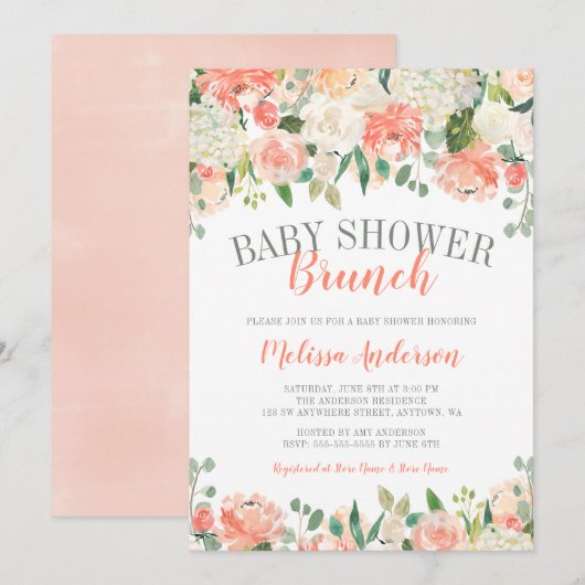 Waterverf deegbrander Baby shower Uitnodigen Kaart (Voorkant / Achterkant)