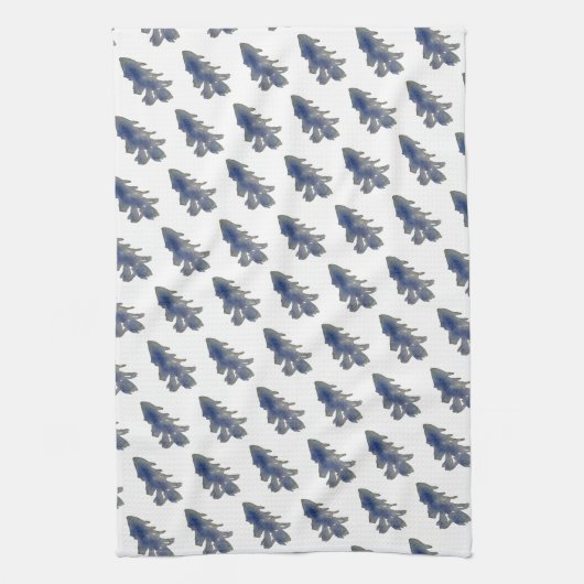 Waterverf - Deep Blue Pine Tree Theedoek (Verticaal)