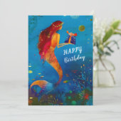 Waterverf Deep Blue Zee Glitter Mermaid Feestdagenkaart (Staand voorkant)