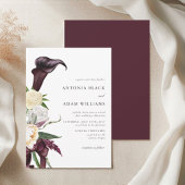 Waterverf Deep Cherry Plum Floral Wedding Kaart