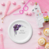 Waterverf Deep Dark Purple Flowers Bruiloft Papieren Bordje (Feest)