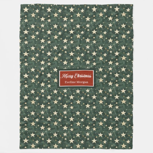 Waterverf Deep Green Gold Stars Feestelijke Deken (Voorkant)