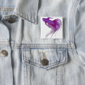 Waterverf Deep Paars Betta Fish Vierkante Button 5,1 Cm (In situ)