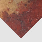 Waterverf Deep Red en Faux Gold Retro ornamenten Tissuepapier (Detail)