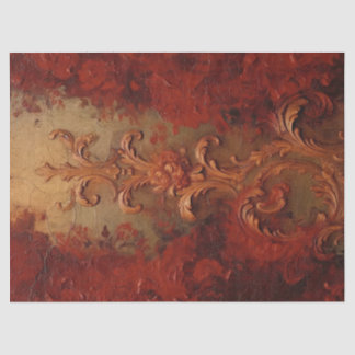 Waterverf Deep Red en Faux Gold Retro ornamenten Tissuepapier