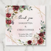 Waterverf Deep Red Roses Sage Gold Wedding Bedankjes Labels (Voorkant)