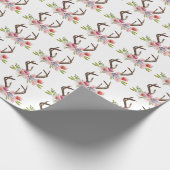 Waterverf Deer Antlers Wildflowers Cadeaupapier (Hoek)