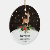 Waterverf Deer Baby's Eerste Kerstmis Keramisch Ornament (Rechts)