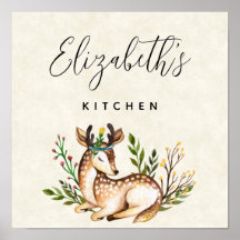  Waterverf Deer Boho Business Kitchen