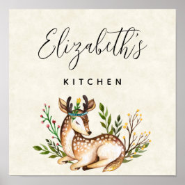 Waterverf Deer Boho Business Kitchen Poster