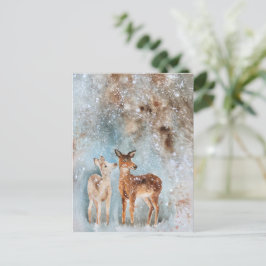Waterverf Deer Christmas Briefkaart | feestelijk