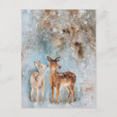 Waterverf Deer Christmas Briefkaart | feestelijk (Voorkant)