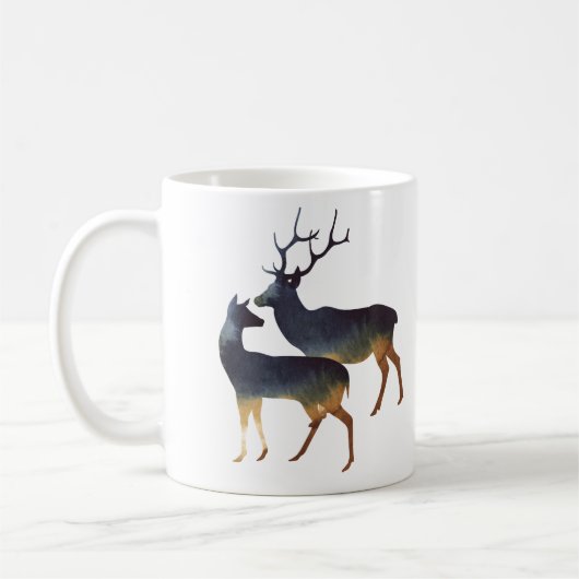 Waterverf Deer Couple met namen Koffiemok (Links)