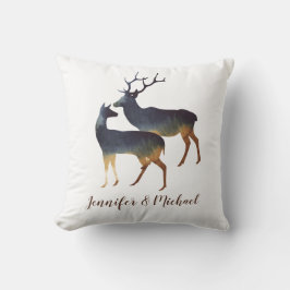Waterverf Deer Couple met namen Kussen