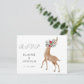 Waterverf Deer Floral Antler Rustic Wedding Rsvp Uitnodiging Briefkaart (Staand voorkant)