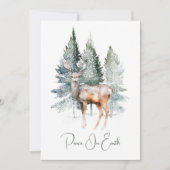Waterverf Deer Forest Christmas Feestdagenkaart (Voorkant)