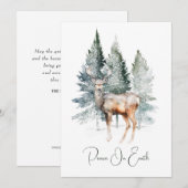 Waterverf Deer Forest Christmas Feestdagenkaart (Voorkant / Achterkant)