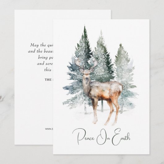 Waterverf Deer Forest Christmas Feestdagenkaart (Voorkant / Achterkant)