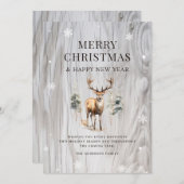 Waterverf Deer Forest Wood Snowflake Feestdagenkaart (Voorkant / Achterkant)