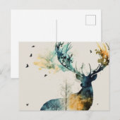Waterverf Deer in het bos Briefkaart (Voorkant / Achterkant)
