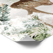 Waterverf Deer in Winterboskerst Poster (Hoek)