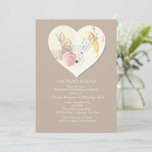 Waterverf Deer Invitation Kaart (Staand voorkant)
