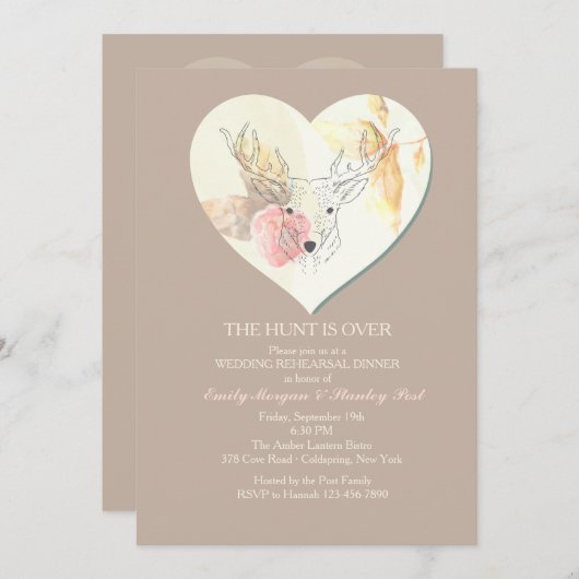 Waterverf Deer Invitation Kaart (Voorkant / Achterkant)