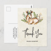  Waterverf Deer Lading Down Boho Dank u Briefkaart (Voorkant / Achterkant)