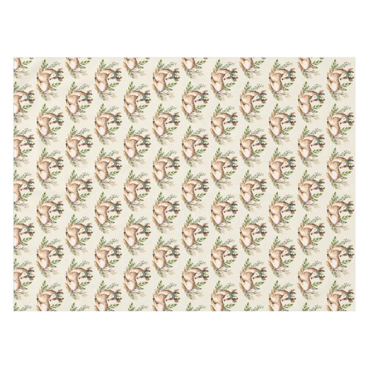 Waterverf Deer Lading Down Boho Pattern Tafelkleed (Voorkant (Horizontaal))