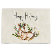 Waterverf Deer Laing Down Boho Holiday Groot Cadeauzakje (Voorkant)
