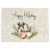 Waterverf Deer Laing Down Boho Holiday Groot Cadeauzakje (Achterkant)