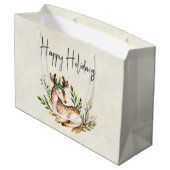 Waterverf Deer Laing Down Boho Holiday Groot Cadeauzakje (Achterkant Gekanteld)