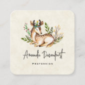  Waterverf Deer Laing Down Boho Square Vierkante Visitekaartje (Voorkant)