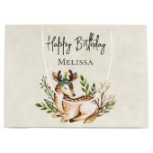 Waterverf Deer Laking Down Boho Birthday Groot Cadeauzakje (Voorkant)