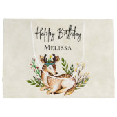 Waterverf Deer Laking Down Boho Birthday Groot Cadeauzakje (Achterkant)