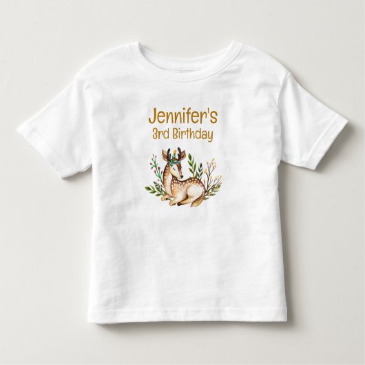  Waterverf Deer Laking Down Boho Birthday Kinder Shirts (Voorkant)