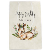  Waterverf Deer Laking Down Boho Birthday Medium Cadeauzakje (Voorkant)