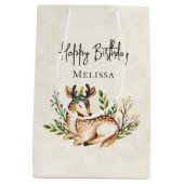  Waterverf Deer Laking Down Boho Birthday Medium Cadeauzakje (Achterkant)