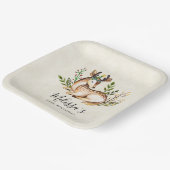  Waterverf Deer Laking Down Boho Birthday Papieren Bordje (Gebogen)