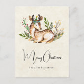 Waterverf Deer Laking Down Boho Kerstmis Briefkaart (Voorkant)