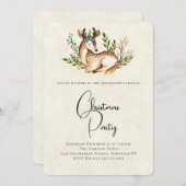  Waterverf Deer Laking Down Boho Kerstmis Kaart (Voorkant / Achterkant)