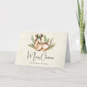  Waterverf Deer Laking Down Boho Kerstmis Kaart (Voorkant)