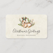  Waterverf Deer Laking Down Boho Kerstmis Visitekaartje (Voorkant)