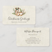  Waterverf Deer Laking Down Boho Kerstmis Visitekaartje (Voorkant / Achterkant)